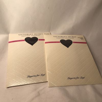 Vtg Victorias Secret Lasting Luxuries Control Top Pantyhose Almost Black 2 Med